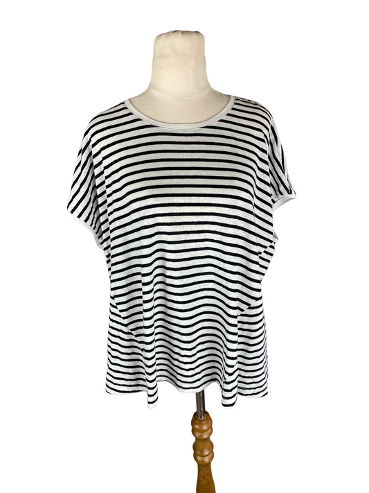Decjuba linen-blend oversized stripe top | size 8-10