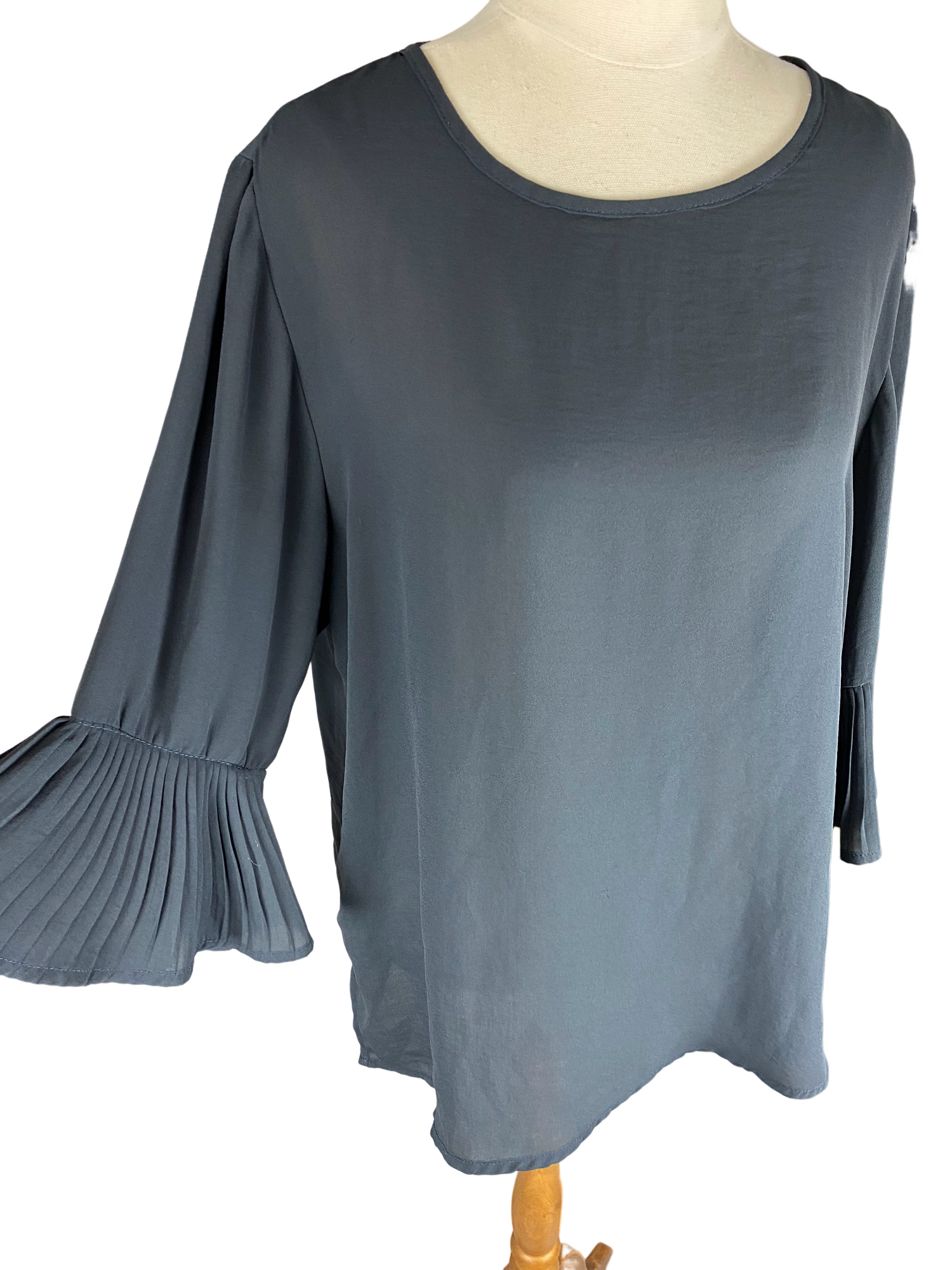 Glassons sheer navy top with frill sleeves | size 12