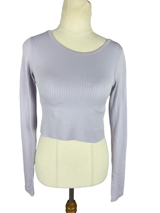 Lululemon lilac crop purple long sleeve top | size nz 8 (lulu 4)