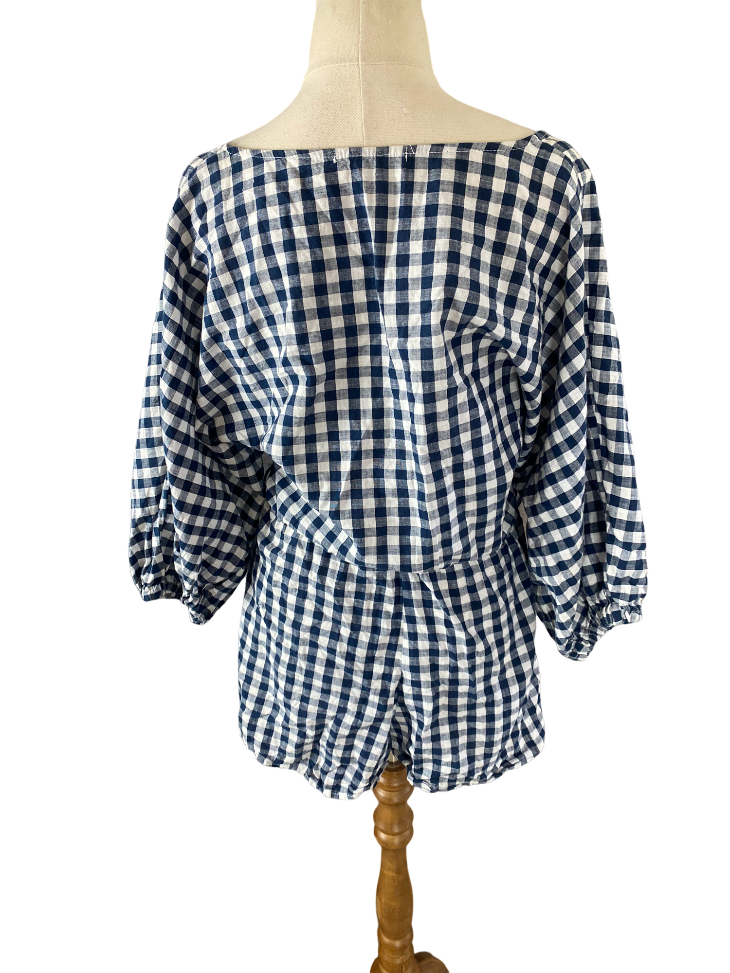 Ruby cotton gingham navy playsuit | size 8