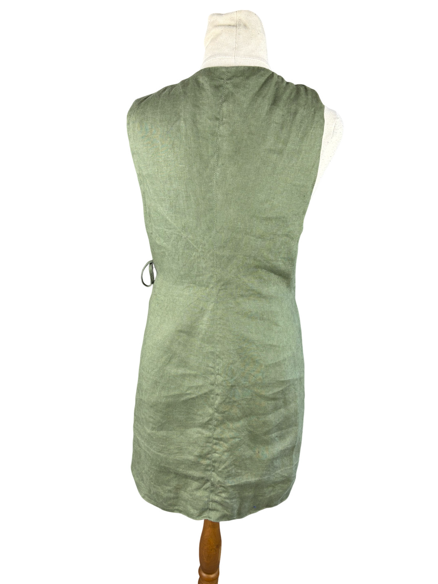 Aere olive 100% linen wrap dress | size 10