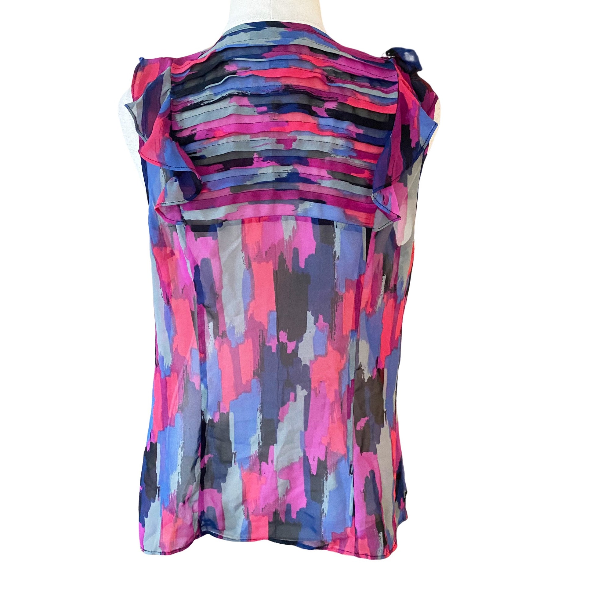 Alfani sheer sleeveless button down shirt | size 8