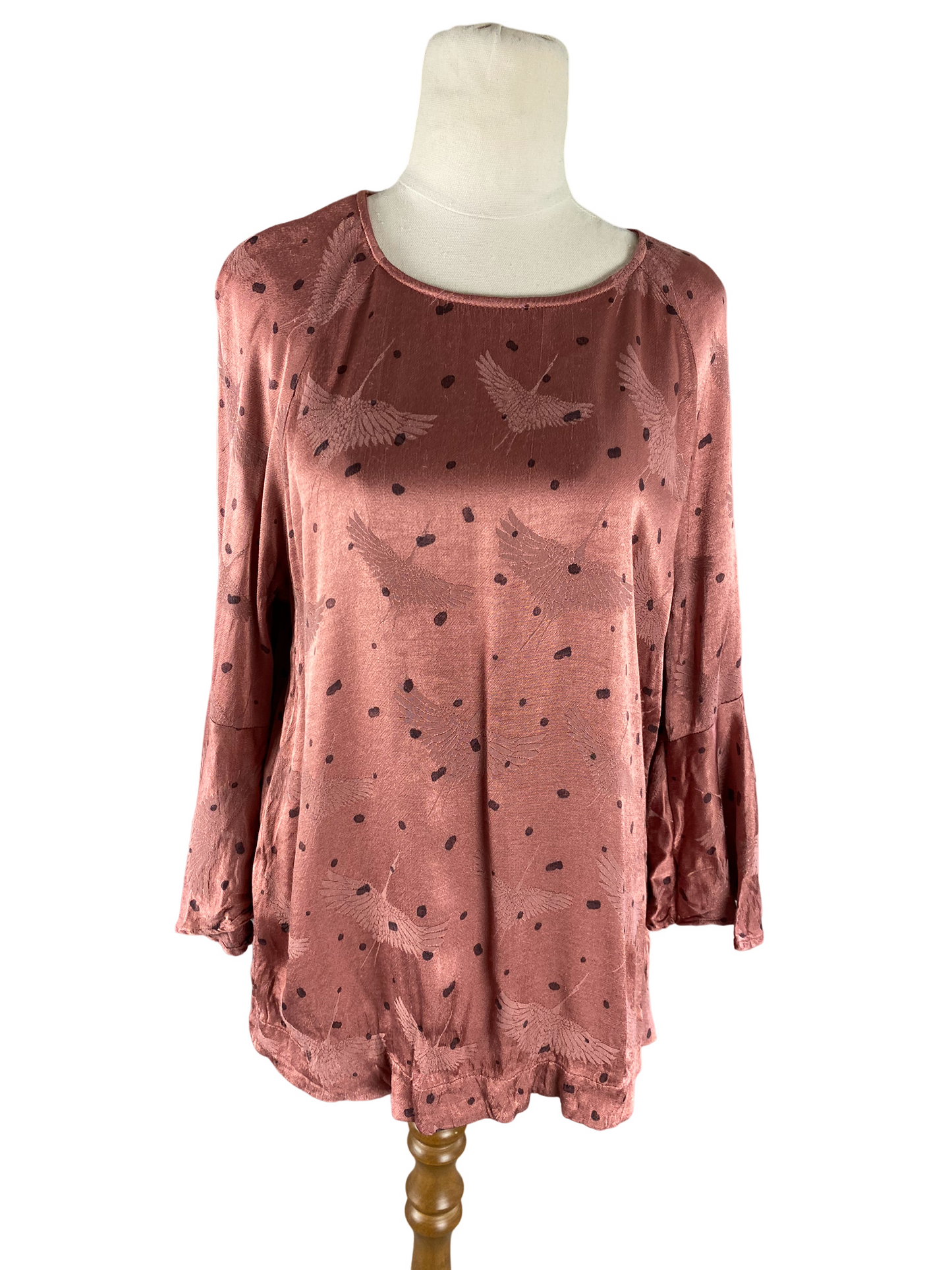 Whistle frill sleeve spotted top  | size 14