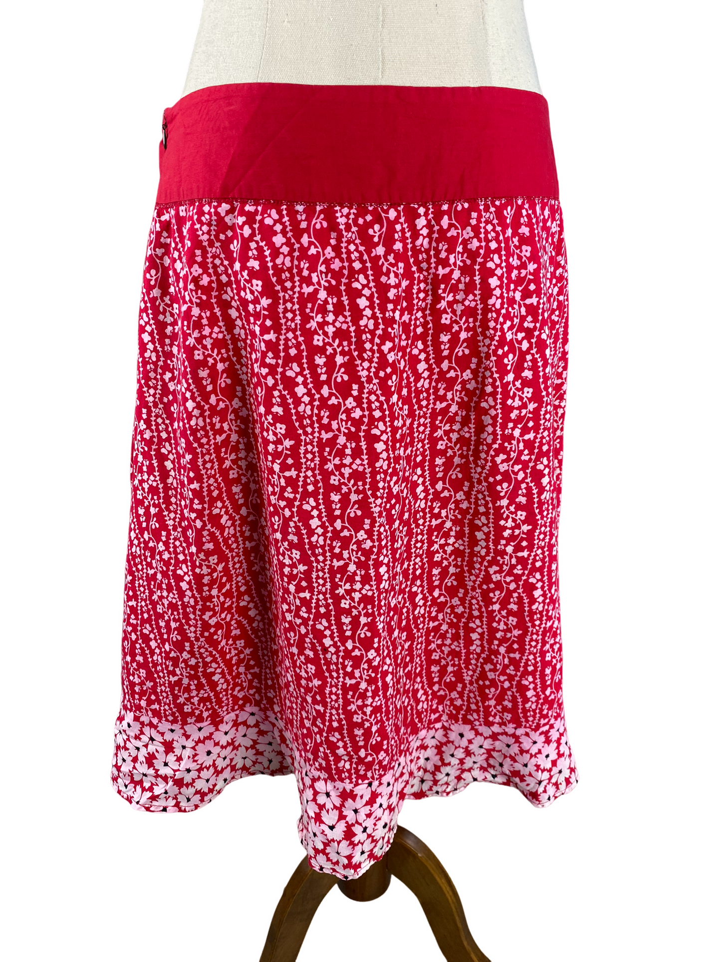 White Stuff midi red pattern skirt | size 12