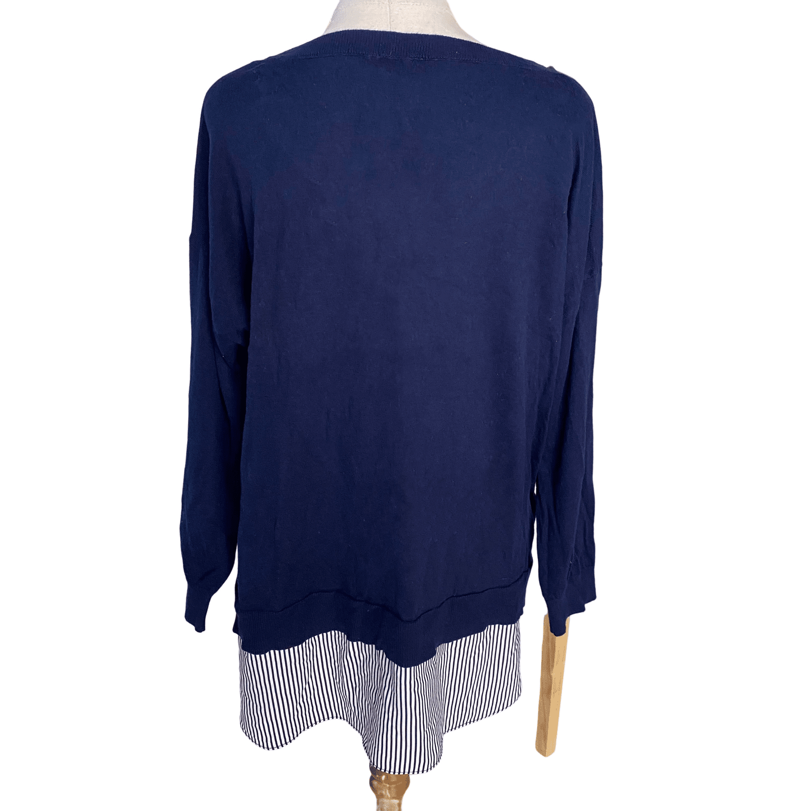 Ralph Lauren navy cotton top with stripe detail | size 10-12