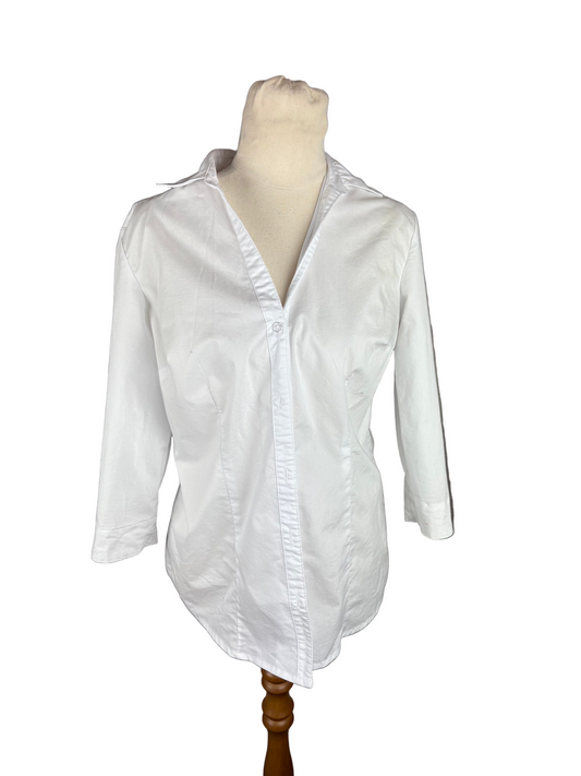 White cotton 3/4 sleeve shirt | size 8