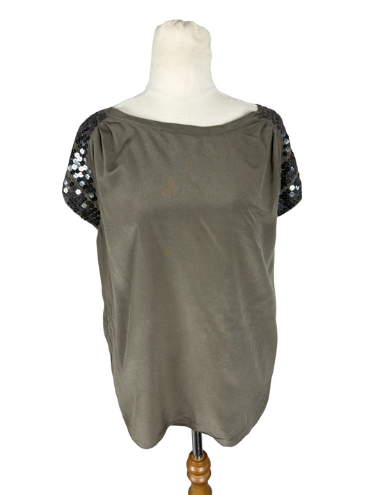 Country Road 100% silk top with sequins | size medium