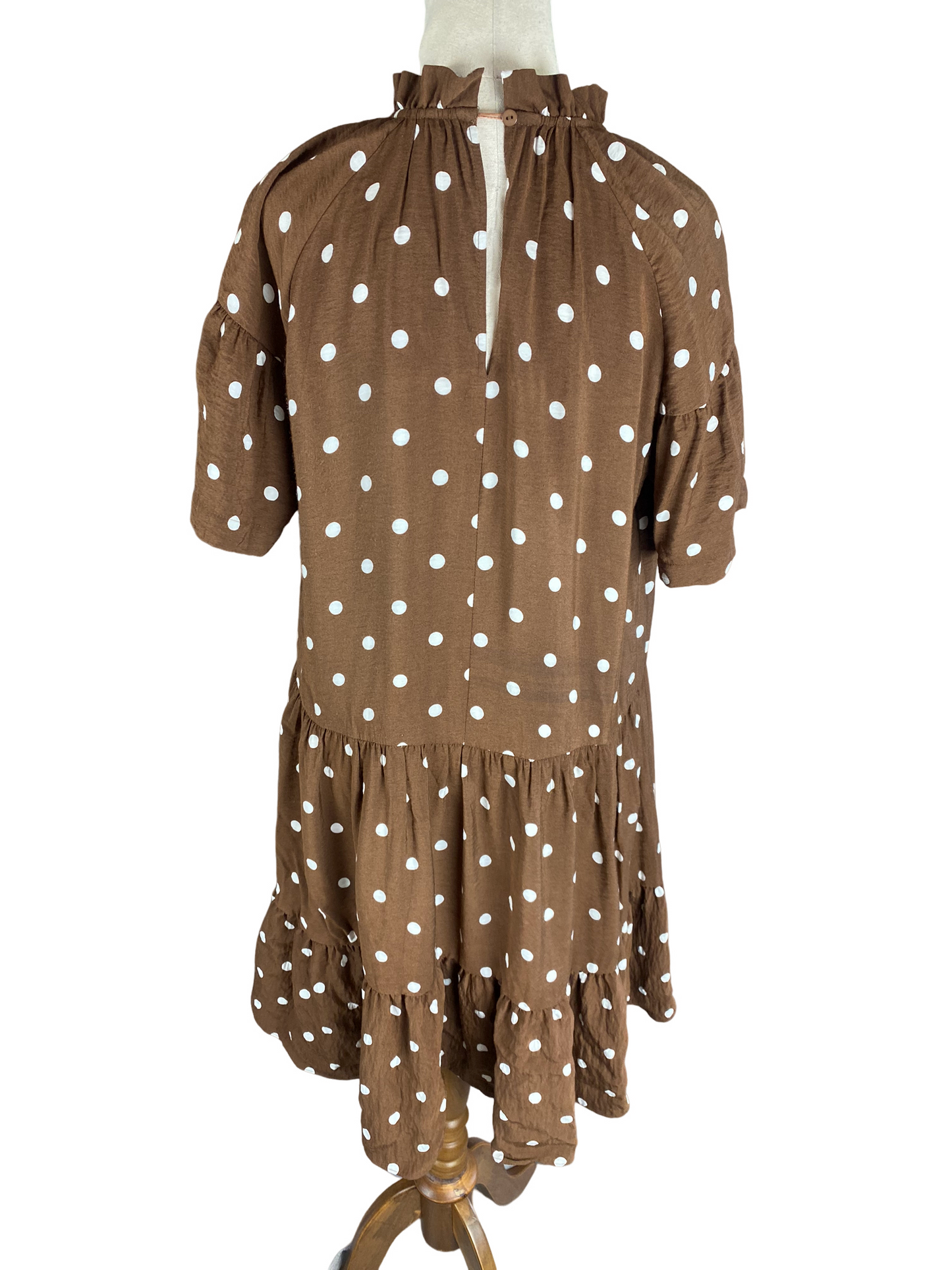 SEED brown polka dot midi dress | size 10