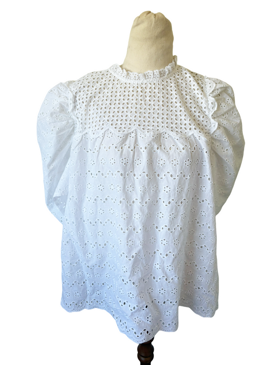 Decjuba short sleeve white blouse | size 14