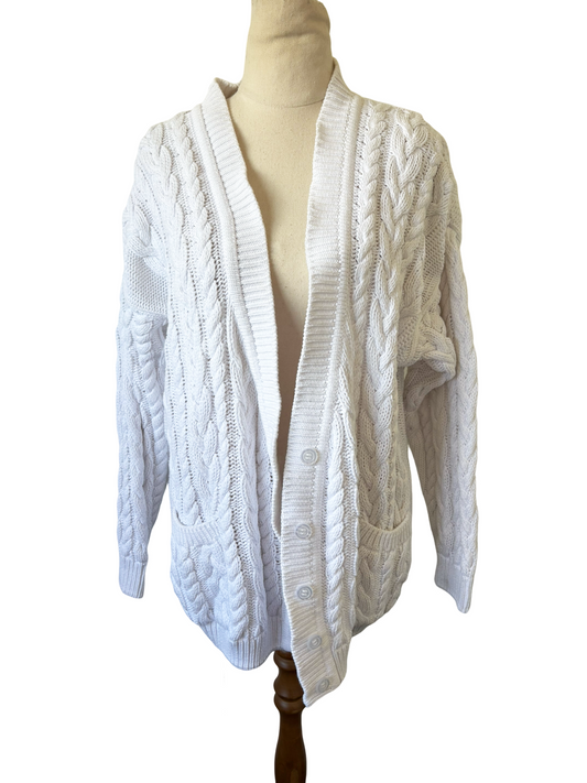 Optimum white cable cardigan | size 8