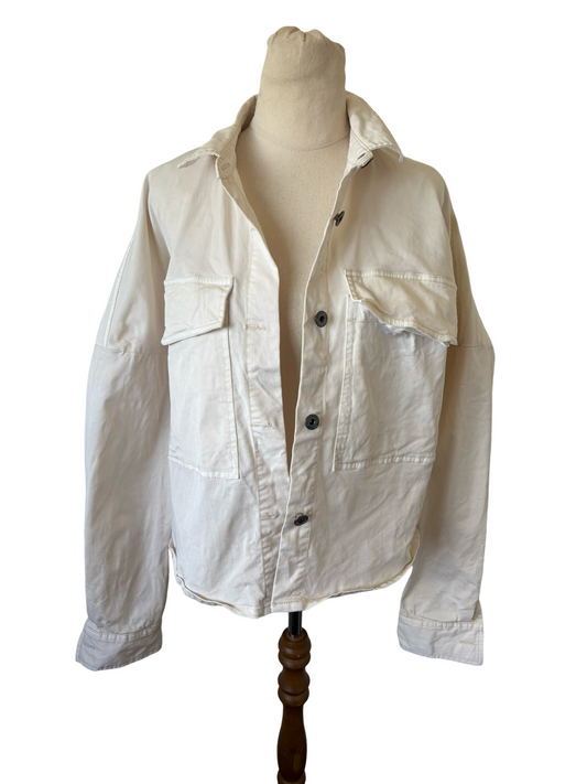 Huffer cotton oversized cream jacket | size 8