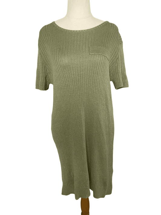 Karen Walker knit rib olive green dress | size 8