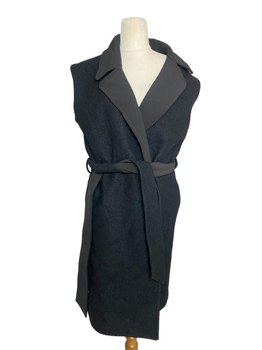SEED Heritage black wool-blend sleeveless jacket | size 8