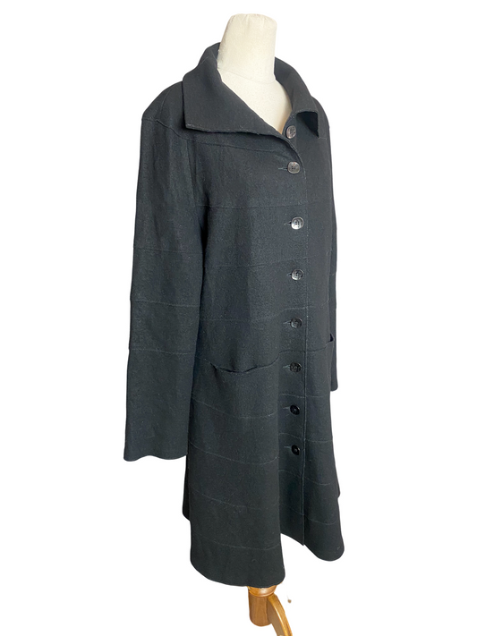 Jane Daniels 100% wool black lightweight coat | size 14