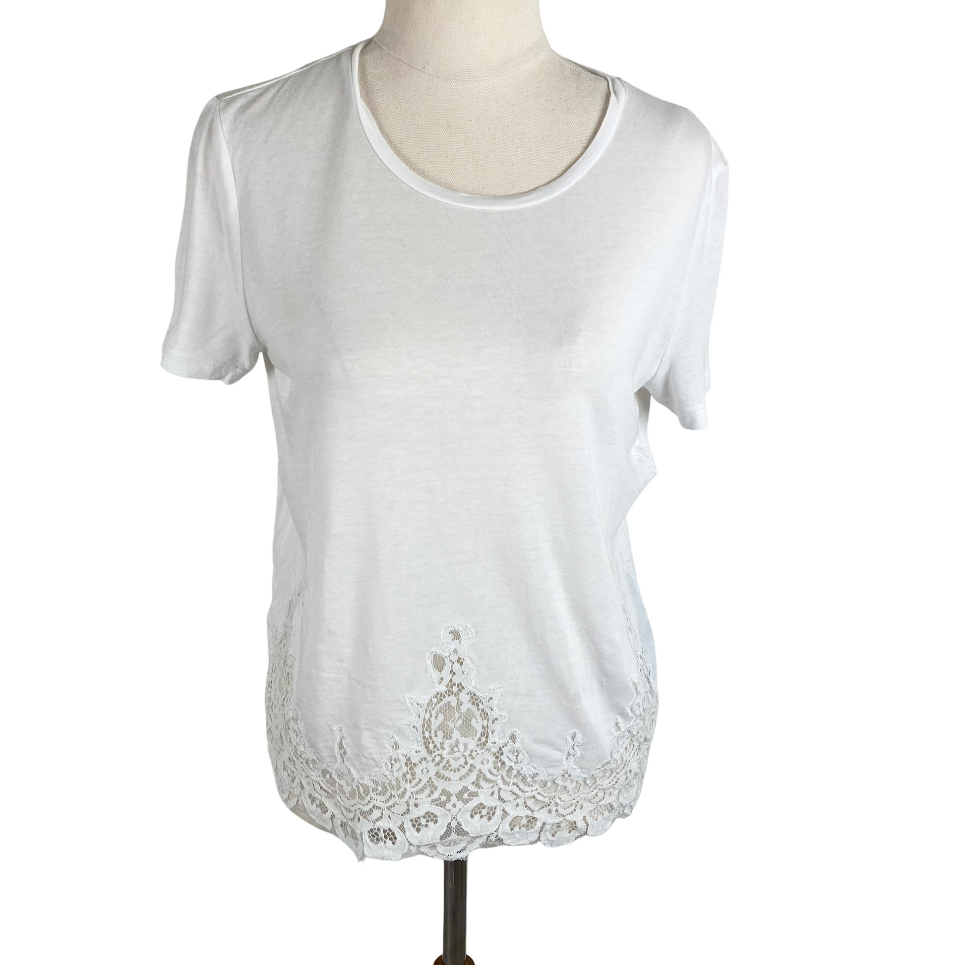 The Kooples white tee with lace detail | size 6