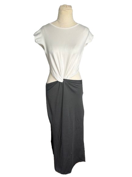 Cut-out black and white midi dress | size 8