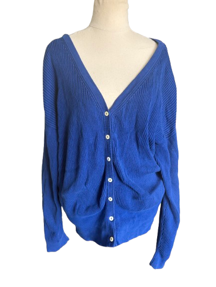 Kowtow rib deep blue cardigan | size 10