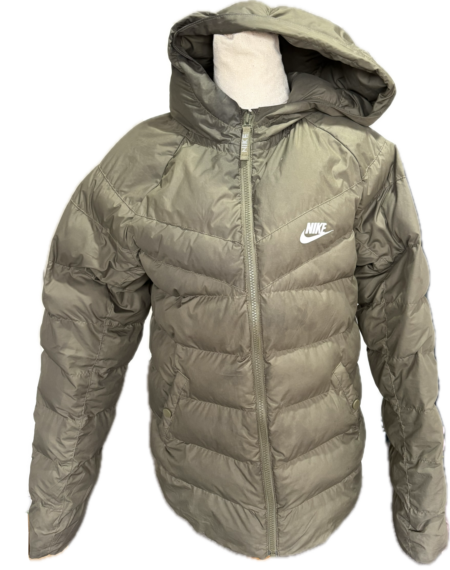 Nike olive puffer jacket | size 8