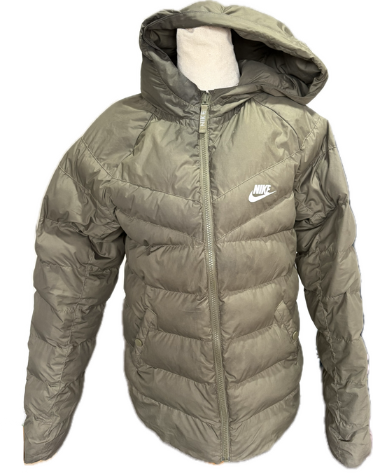 Nike olive puffer jacket | size 8