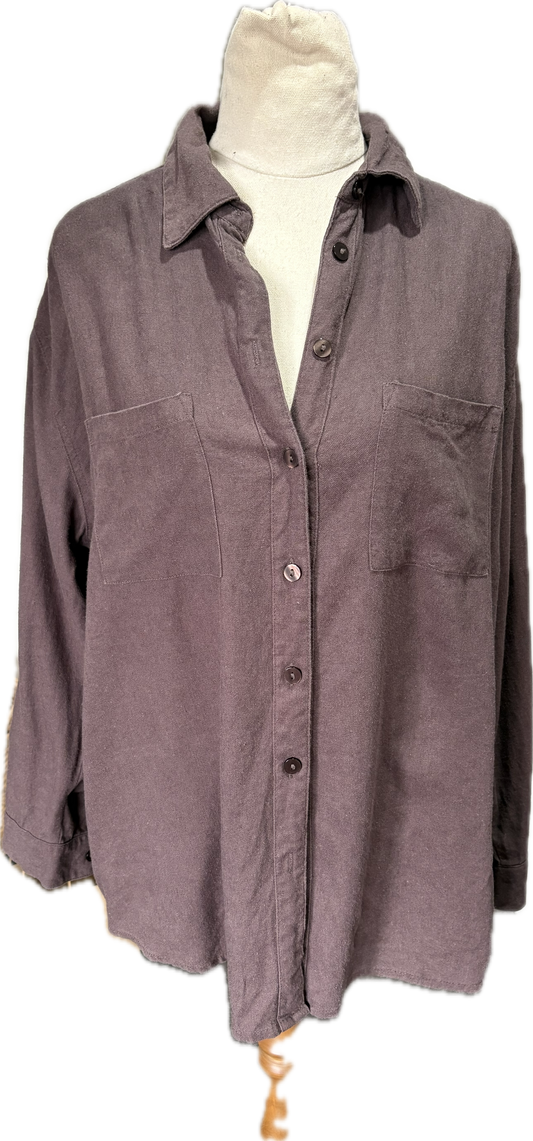 Chocolate linen-blend shirt | size 12