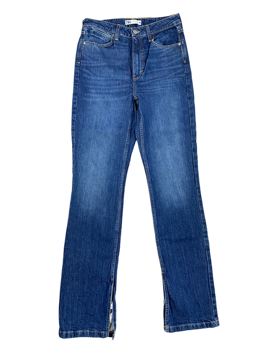 Zara high waist straight leg split end jeans | size 10