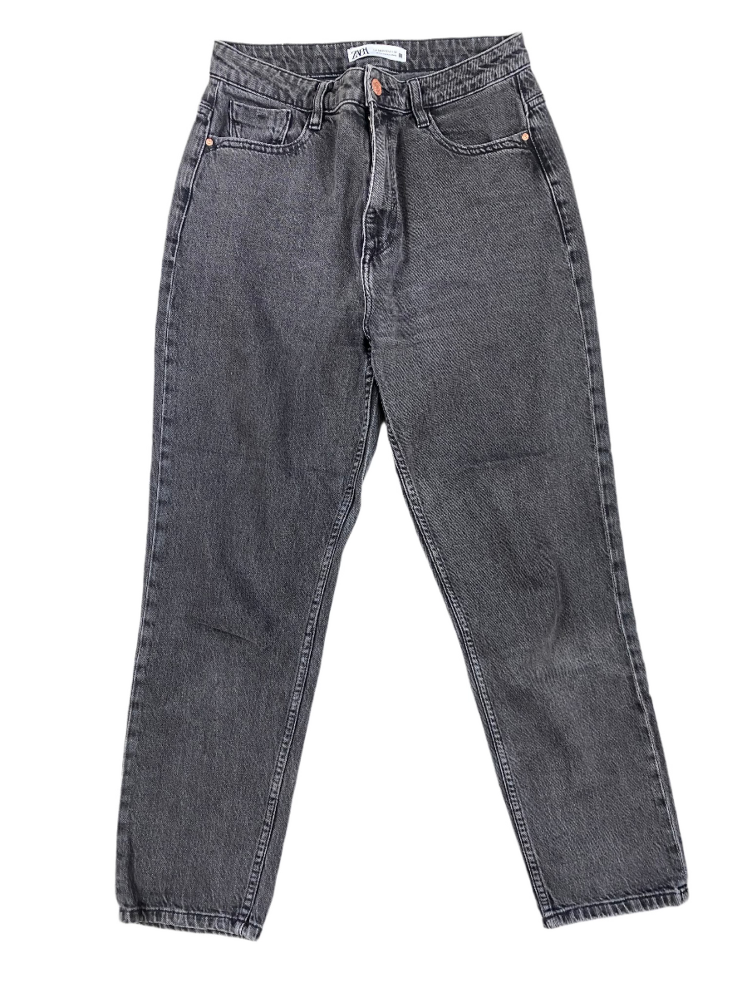 Zara faded black high waist 3/4 denim jeans | size 10