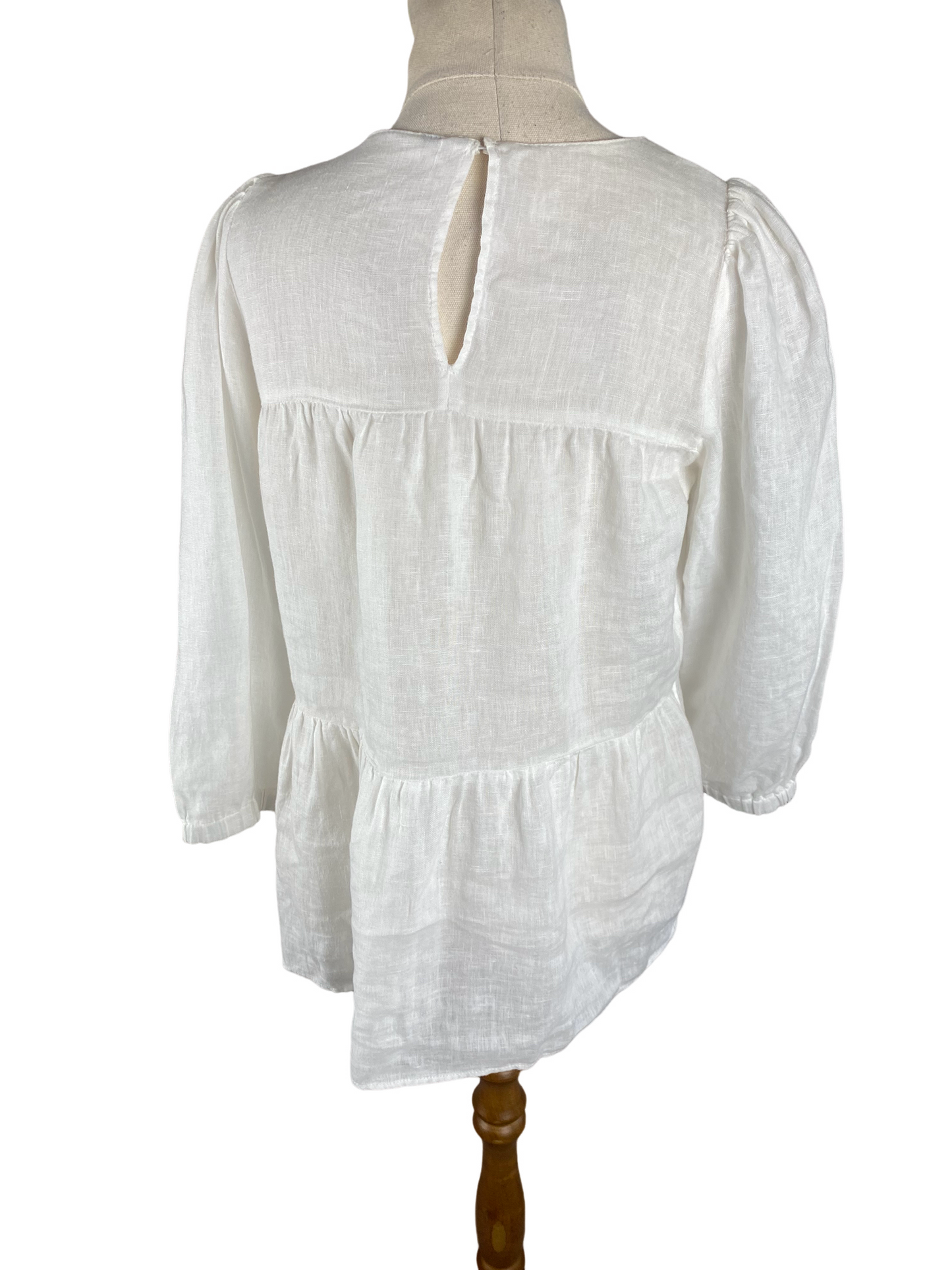 No brand linen-blend white long sleeve top | size 8
