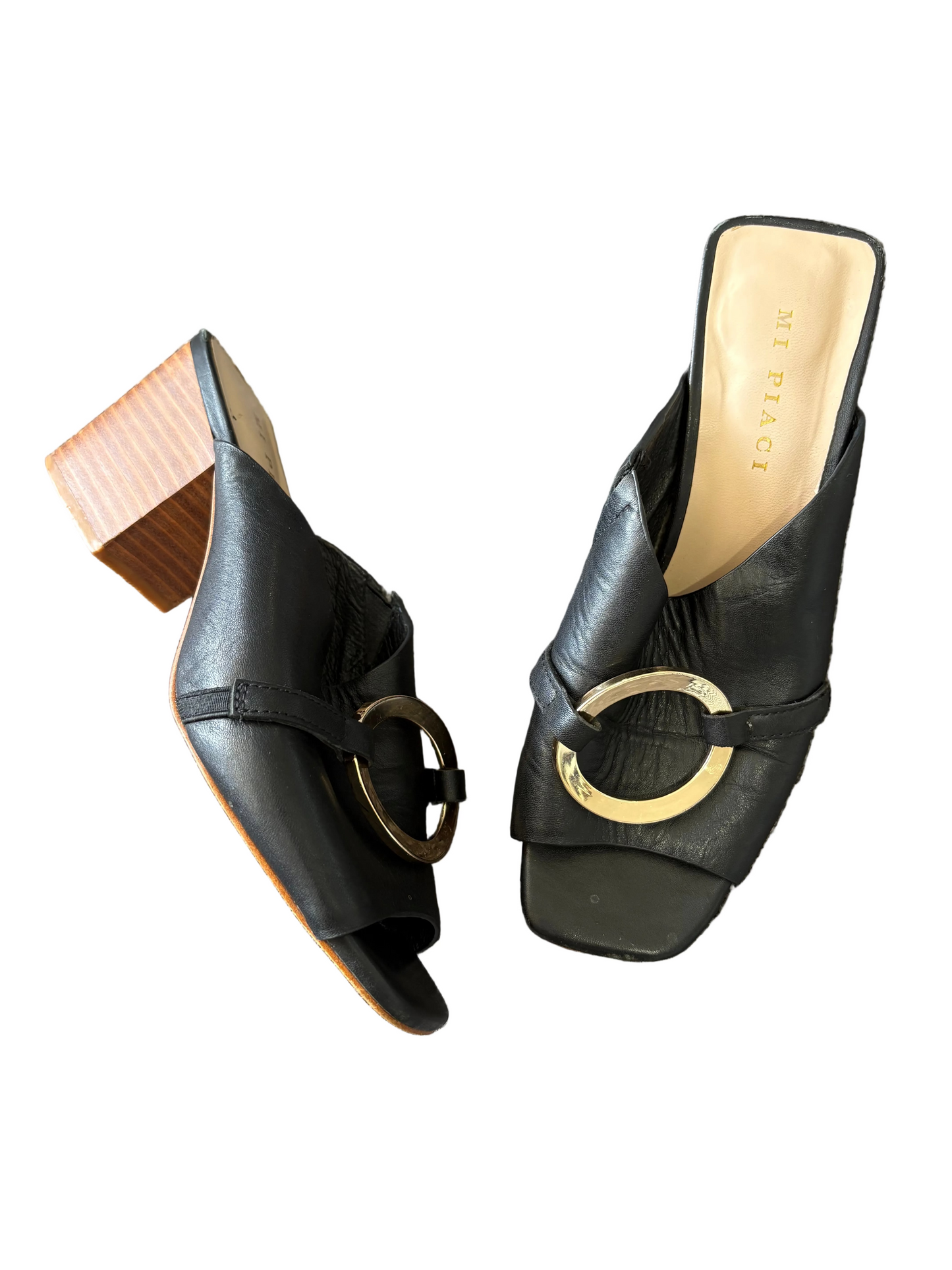 Mi Piaci leather gold buckle heels | size 38