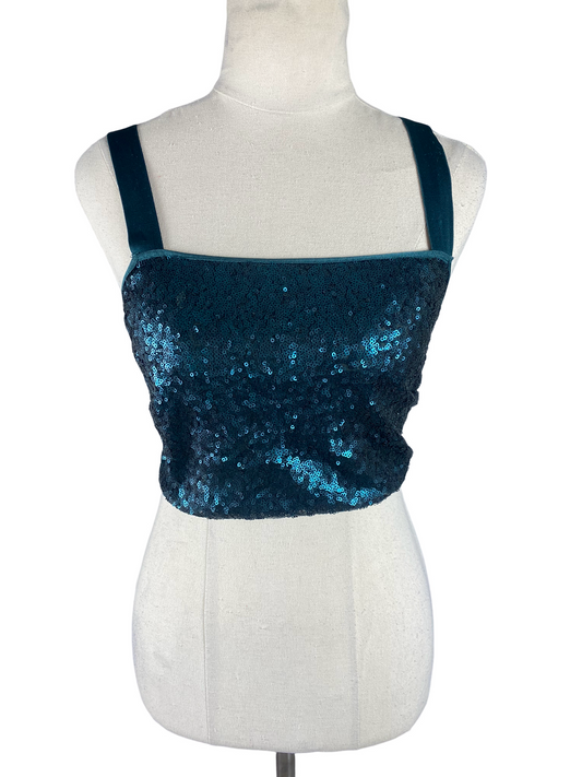 Oysho sequin green crop top | size 8