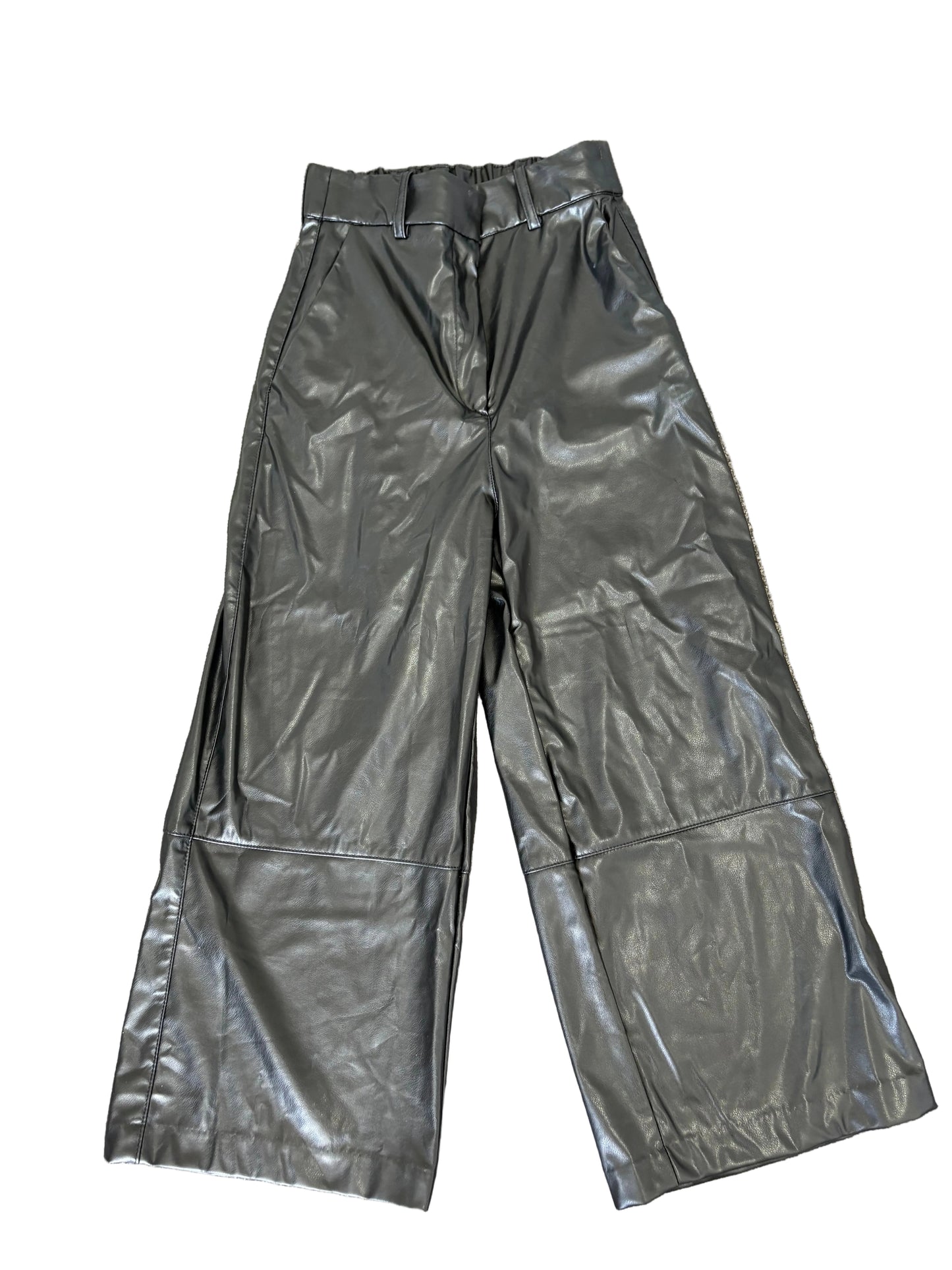 H&M faux leather 3/4 wide leg pant | size 10