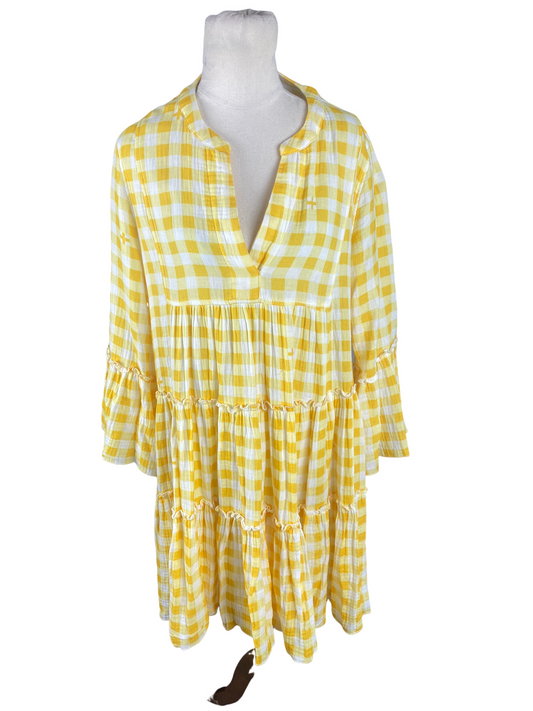 Stella + Gemma yellow pattern midi dress | size 12