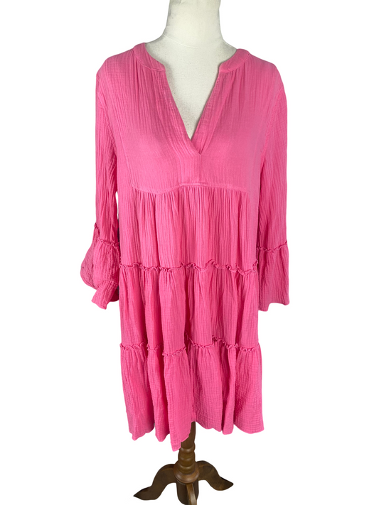 Stella & Gemma pink midi cotton dress | size 12