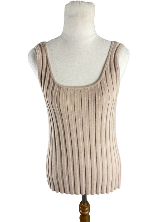 AJE rib beige tank | size 8 - RRP $110
