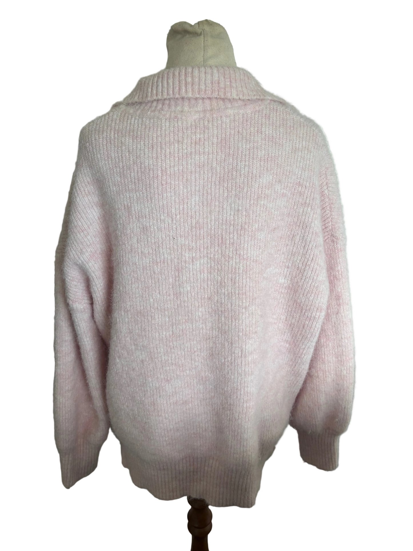 Pink fluffy V-Neck jumper | size 16 - 18