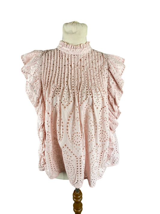 French Connection pink broderie top | size 12