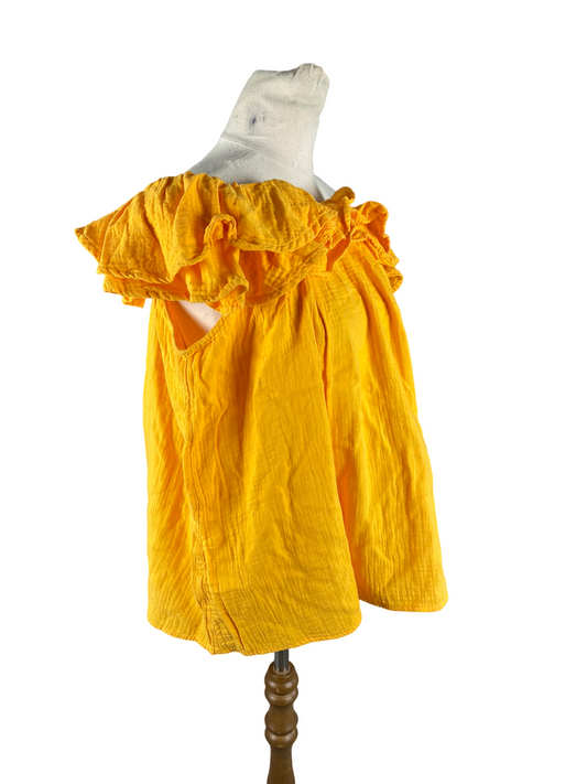 Country Road off-the-shoulder ruffle orange top | size 12 (matching shorts available)