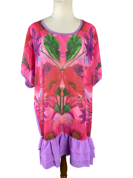 Pia sheer floral short sleeve dress | size medium