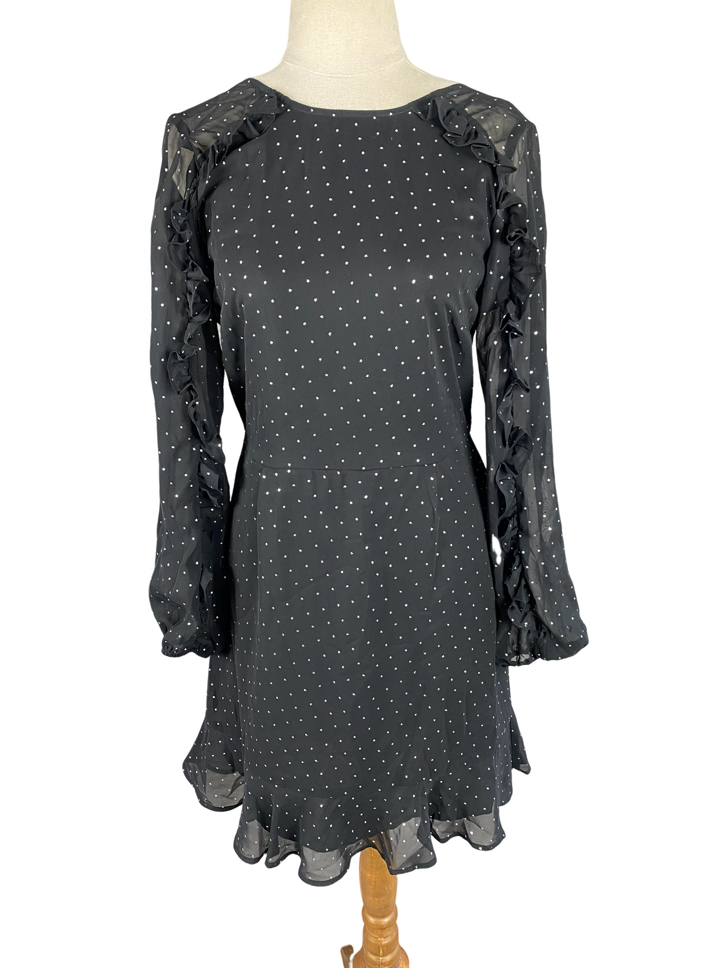 Oliver Bonas black midi dress with star sparkle detail | size 6