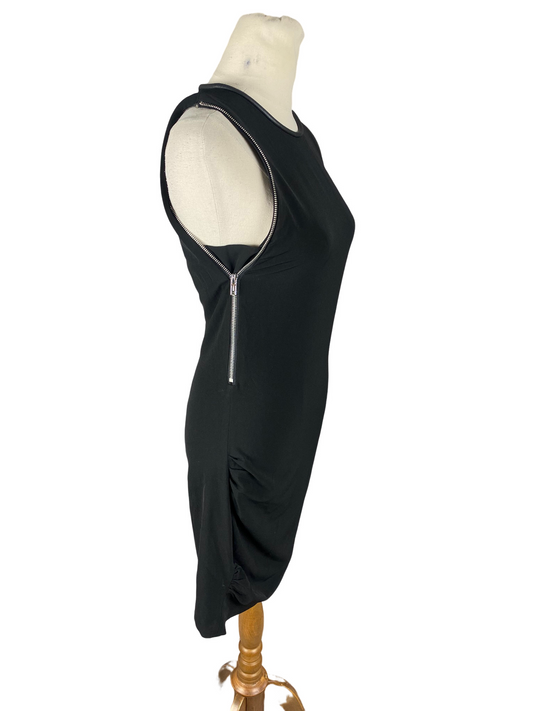Witchery black midi dress with zip detail | size 8