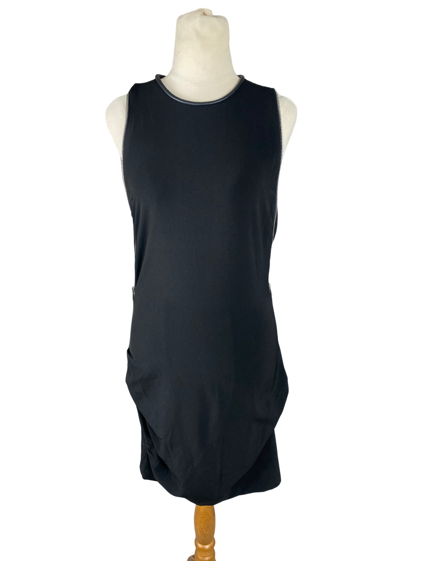 Witchery black midi dress with zip detail | size 8