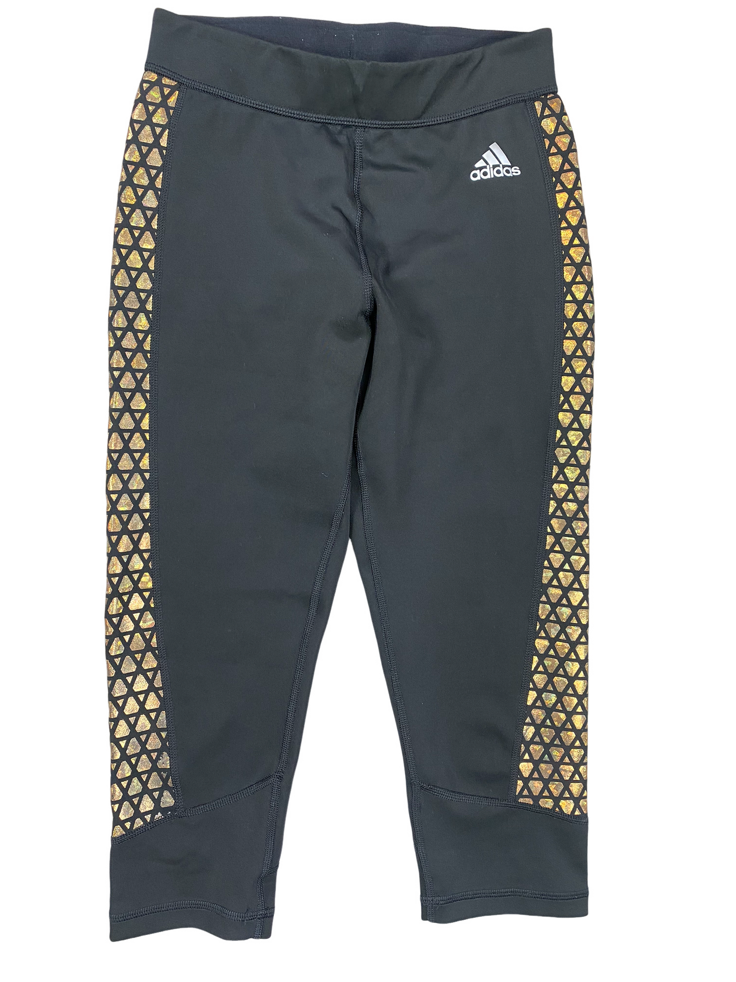 adidas 3/4 leggings with gold detail | size 6