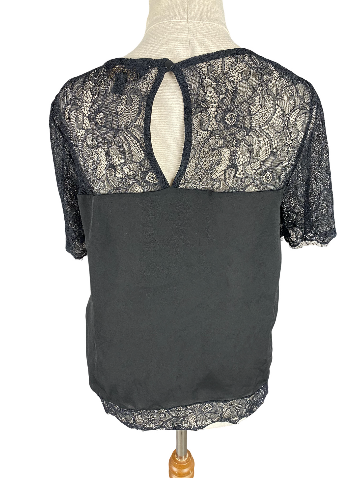 Lipsy London black lace-look top | size 10