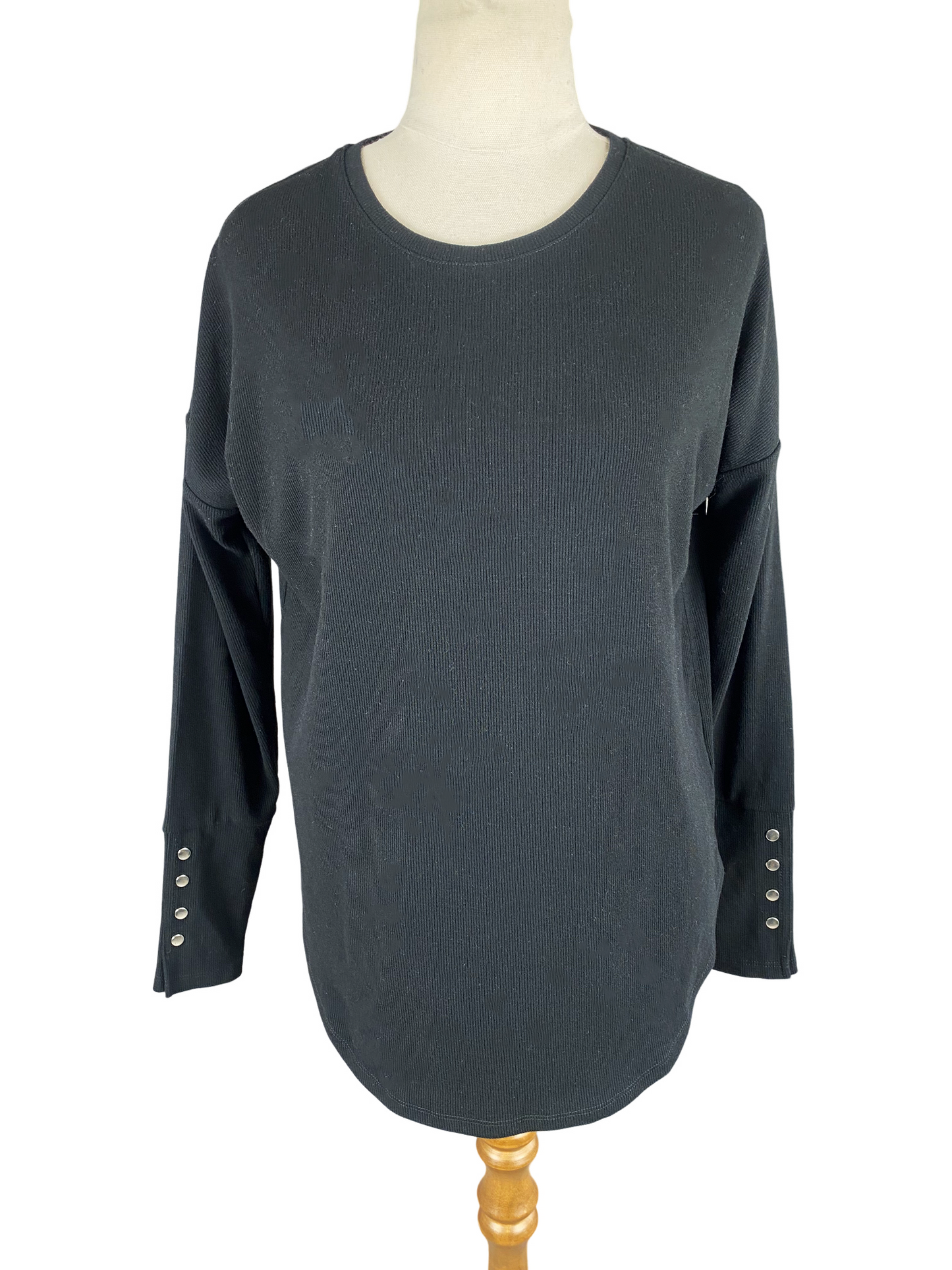 Decjuba black rib long sleeve high-low top | size 10