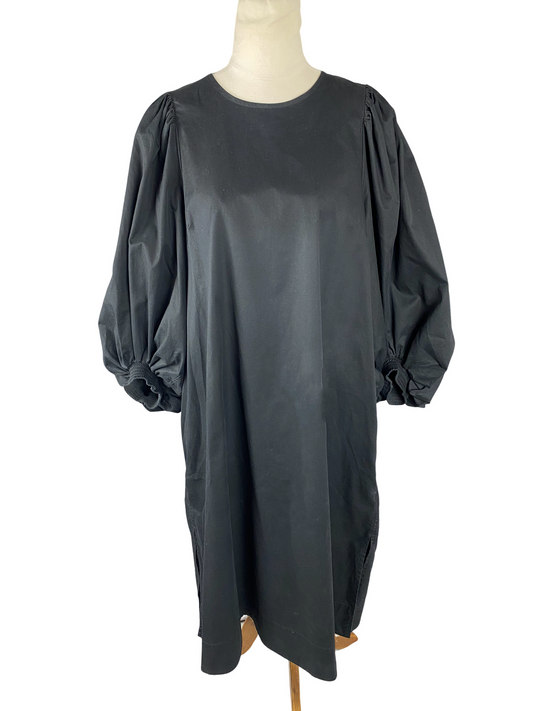 Cos black puff sleeve midi dress | size 14
