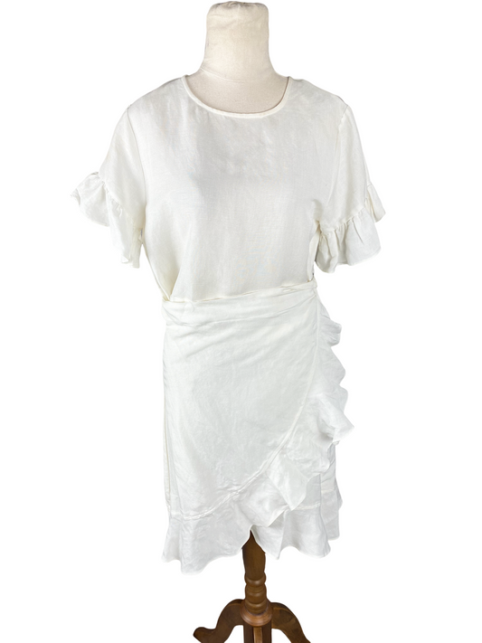 Decjuba off-white linen blend dress | size 8