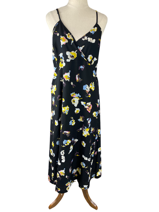 et alia black floral wrap dress | size 8