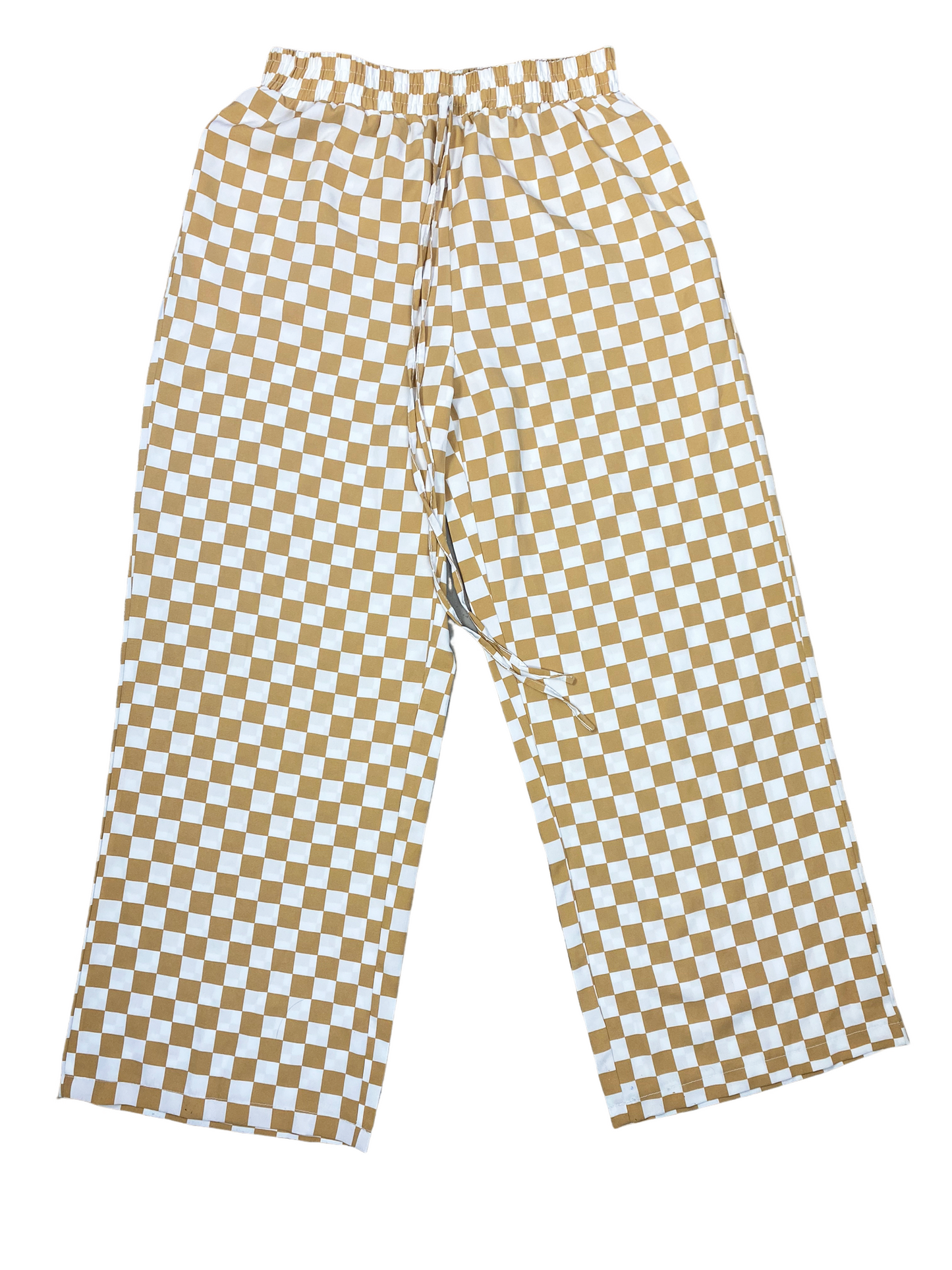 Wide-leg beige checkered pants | size 10