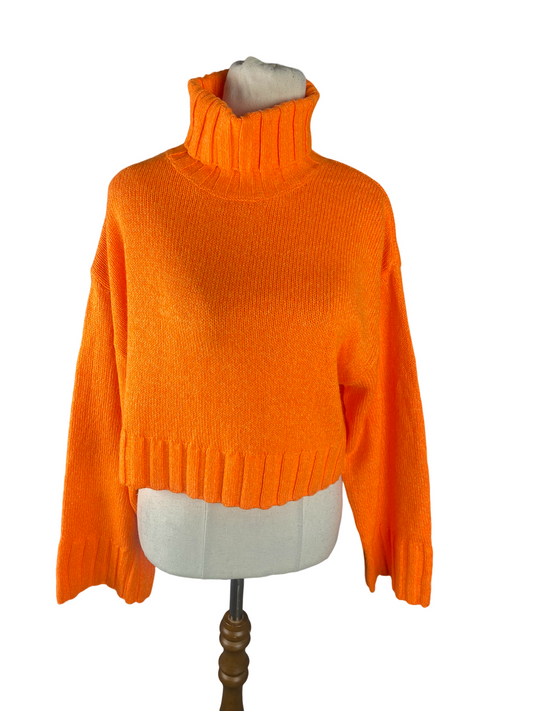 H&M crop fluro turtleneck jumper | size medium