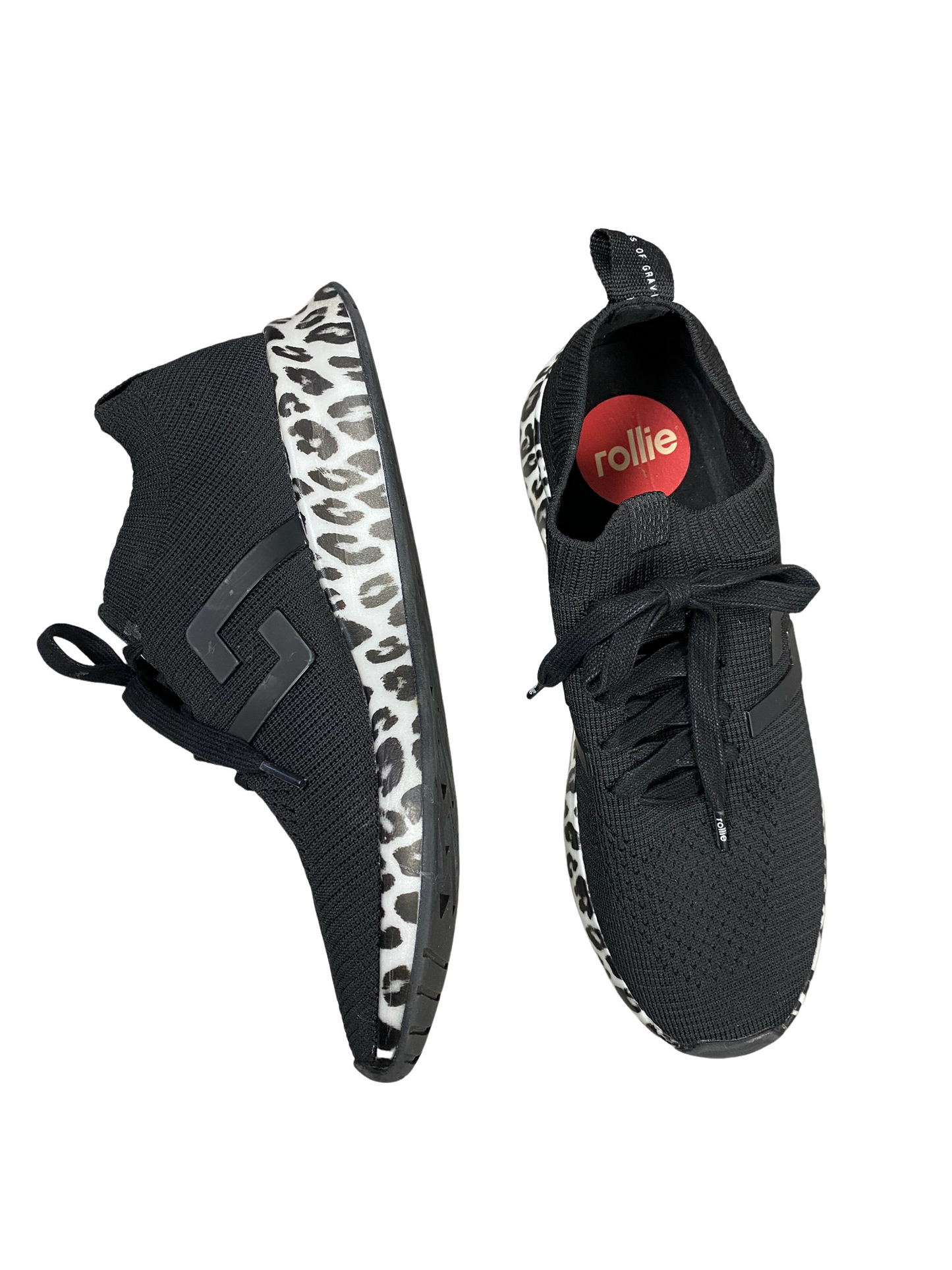 Rollie black sneakers with animal print detail | size 8 or EU 39