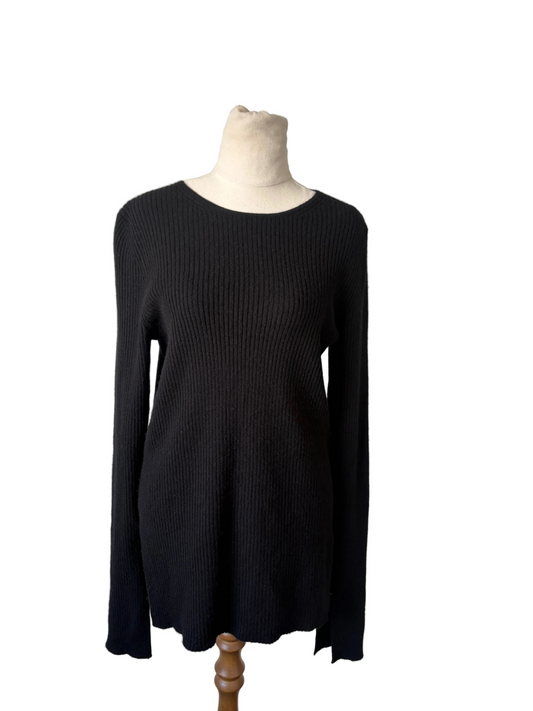 Bassike Wool Cashmere + Wool Classic Rib Knit in Black | size 10 RRP $469